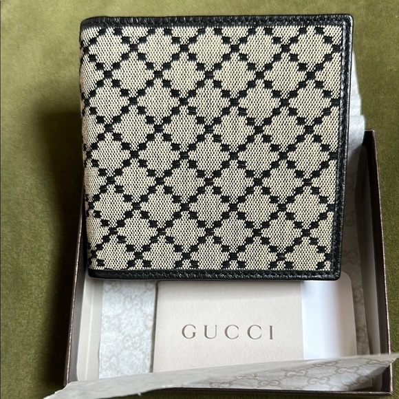 Gucci Unisex Diamanté Canvas and Leather Bifold Wallet - Picture 1 of 16